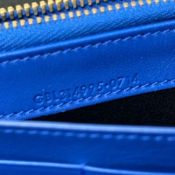 Saint Laurent Y-Chyc Authentic Royal Blue Leather Zip Wallet – Gold “Y” Hardware - Picture 6 of 9